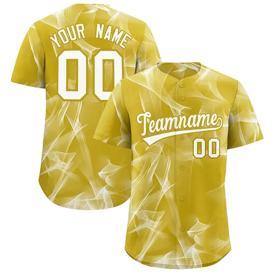 Old Gold Fumes Graffiti Pattern Authentic Baseball Jersey