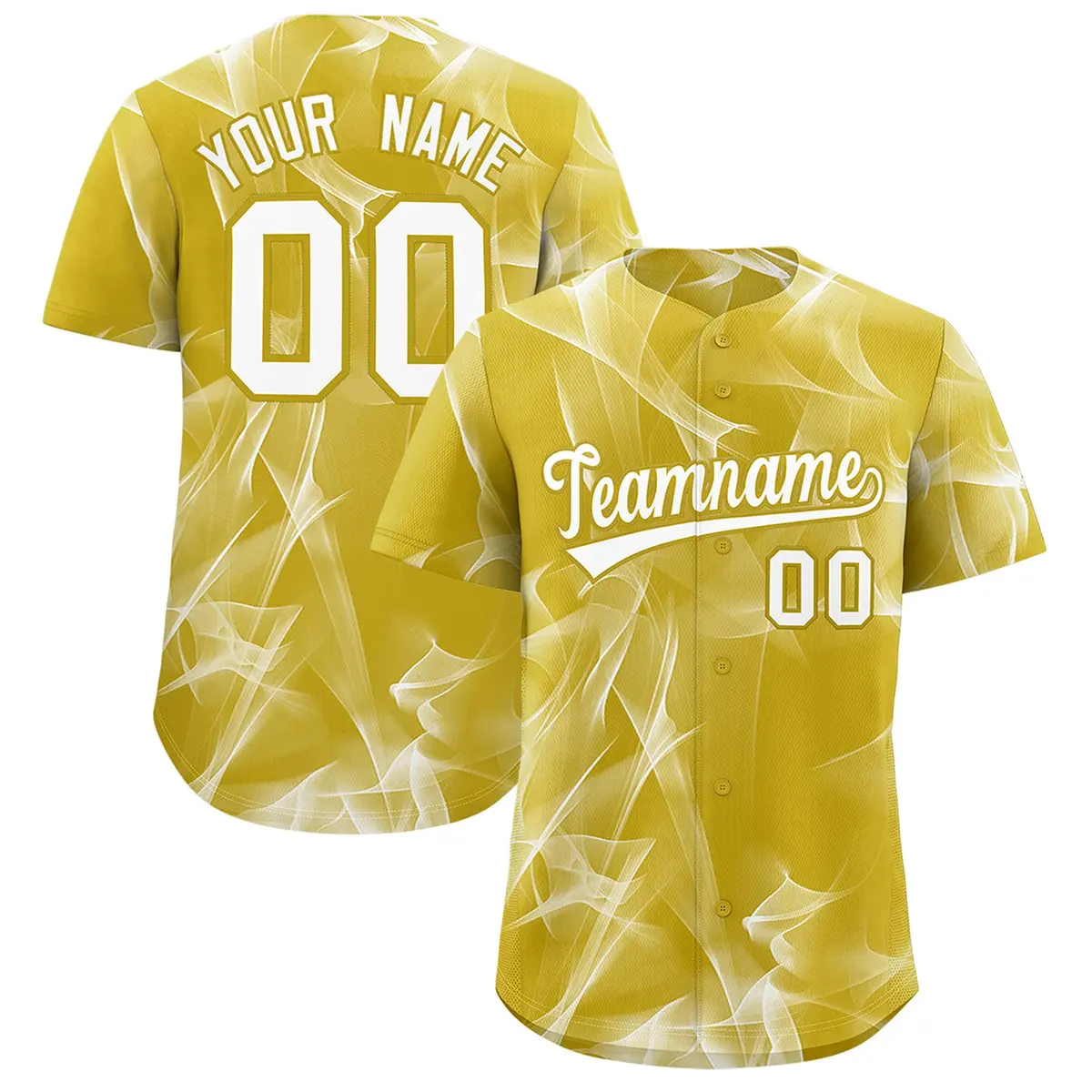 Old Gold Fumes Graffiti Pattern Authentic Baseball Jersey