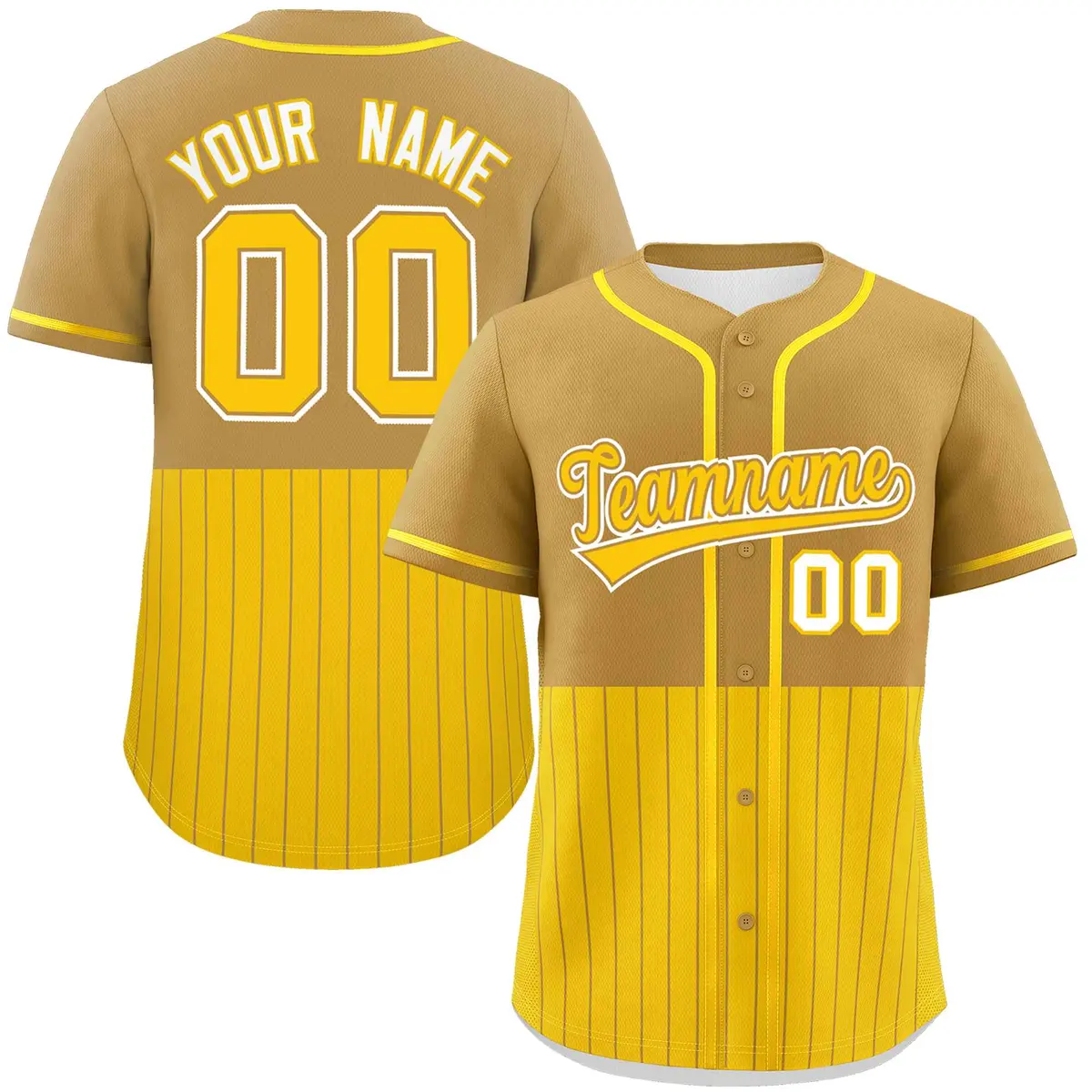 Old Gold Gold Half Stripe Authentic Baseball Jersey