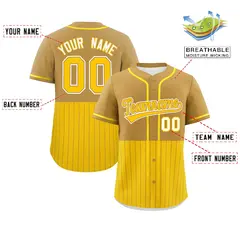 Old Gold Gold Half Stripe Authentic Baseball Jersey 2