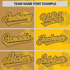 Old Gold Gold Split Flower Graffiti Baseball Jersey 3
