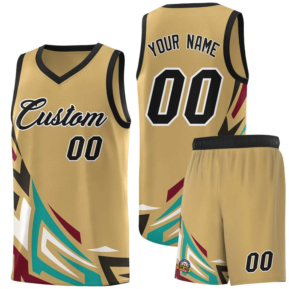 Old Gold Gradient Graffiti Pattern Basketball Jersey