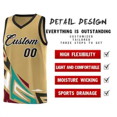 Old Gold Gradient Graffiti Pattern Basketball Jersey 2