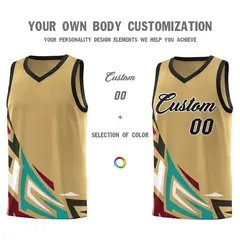 Old Gold Gradient Graffiti Pattern Basketball Jersey 3
