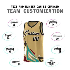 Old Gold Gradient Graffiti Pattern Basketball Jersey 4