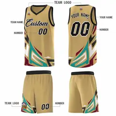 Old Gold Gradient Graffiti Pattern Basketball Jersey 5