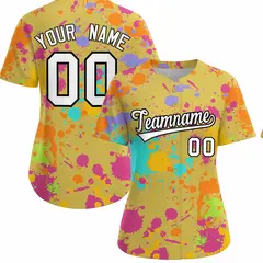 Old Gold Graffiti Fashion Baseball Jersey For Women