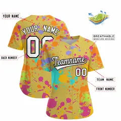 Old Gold Graffiti Fashion Baseball Jersey For Women 2