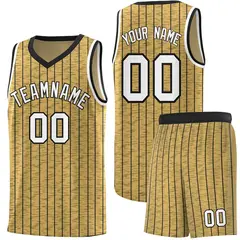 Old Gold Gray Pinstripe Retro Uniform Basketball Jersey 1