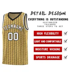 Old Gold Gray Pinstripe Retro Uniform Basketball Jersey 2