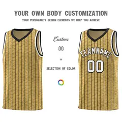 Old Gold Gray Pinstripe Retro Uniform Basketball Jersey 3