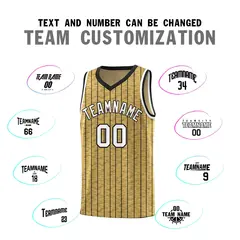 Old Gold Gray Pinstripe Retro Uniform Basketball Jersey 4