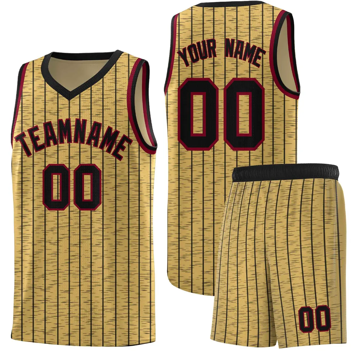 Old Gold Gray Pinstripe Retro Uniform Basketball Jersey