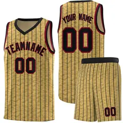 Old Gold Gray Pinstripe Retro Uniform Basketball Jersey 1