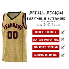 Old Gold Gray Pinstripe Retro Uniform Basketball Jersey 2