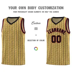 Old Gold Gray Pinstripe Retro Uniform Basketball Jersey 3