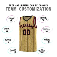 Old Gold Gray Pinstripe Retro Uniform Basketball Jersey 4