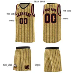 Old Gold Gray Pinstripe Retro Uniform Basketball Jersey 5
