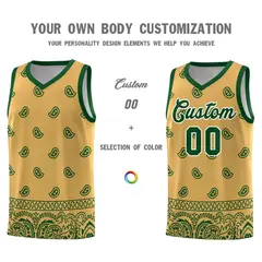 Old Gold Green Cashew Pattern Basketball Uniform Jersey 10