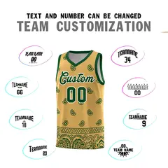 Old Gold Green Cashew Pattern Basketball Uniform Jersey 11