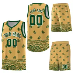 Old Gold Green Cashew Pattern Basketball Uniform Jersey 20