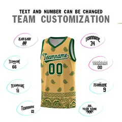Old Gold Green Cashew Pattern Basketball Uniform Jersey 25