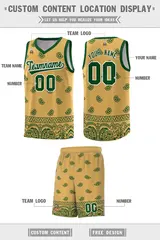 Old Gold Green Cashew Pattern Basketball Uniform Jersey 26