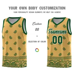 Old Gold Green Cashew Pattern Basketball Uniform Jersey 31
