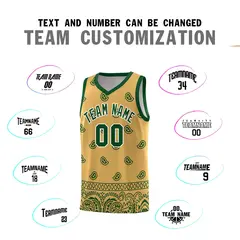 Old Gold Green Cashew Pattern Basketball Uniform Jersey 39