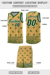 Old Gold Green Cashew Pattern Basketball Uniform Jersey 5