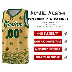 Old Gold Green Cashew Pattern Basketball Uniform Jersey 9