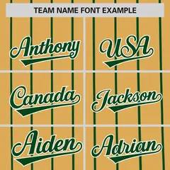 Old Gold Green Pinstripe Two-tone Side Baseball Jersey 3