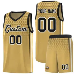 Old Gold Honeycomb Pattern Basketball Uniform Jersey 1