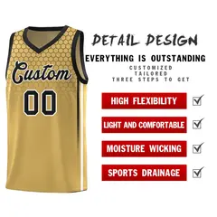 Old Gold Honeycomb Pattern Basketball Uniform Jersey 2