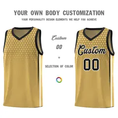 Old Gold Honeycomb Pattern Basketball Uniform Jersey 3