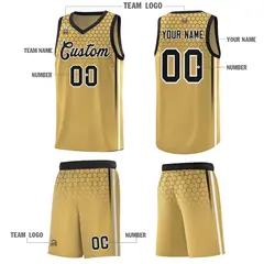 Old Gold Honeycomb Pattern Basketball Uniform Jersey 5