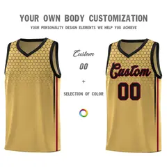 Old Gold Honeycomb Pattern Basketball Uniform Jersey 3