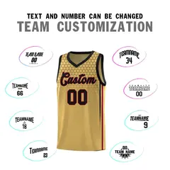 Old Gold Honeycomb Pattern Basketball Uniform Jersey 4