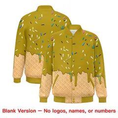 Old Gold Ice Cream Cone Graffiti Full-Snap Varsity Letterman Jacket 7