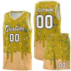 Old Gold Ice Cream Element Pattern Basketball Kits