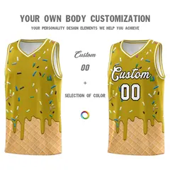 Old Gold Ice Cream Element Pattern Basketball Kits 3