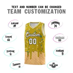 Old Gold Ice Cream Element Pattern Basketball Kits 4