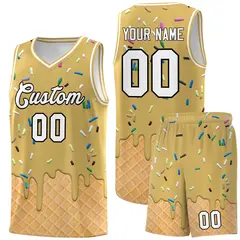 Old Gold Ice Cream Element Pattern Basketball Kits