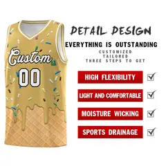Old Gold Ice Cream Element Pattern Basketball Kits 2