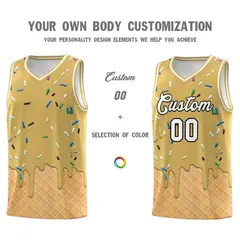 Old Gold Ice Cream Element Pattern Basketball Kits 3