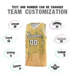 Old Gold Ice Cream Element Pattern Basketball Kits 4