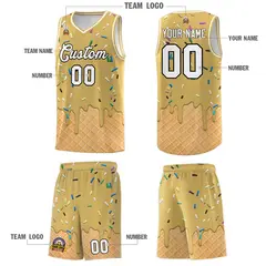 Old Gold Ice Cream Element Pattern Basketball Kits 5