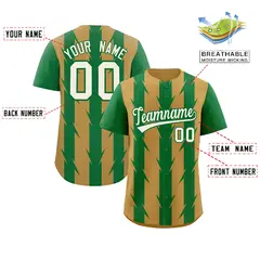 Old Gold Kelly Green Blade Pattern Raglan Baseball Jersey 2