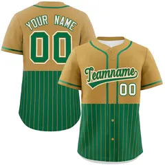 Old Gold Kelly Green Half Stripe Authentic Baseball Jersey 1