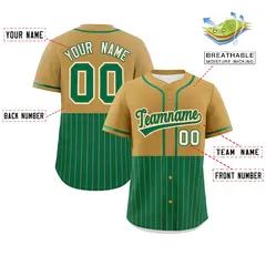 Old Gold Kelly Green Half Stripe Authentic Baseball Jersey 2